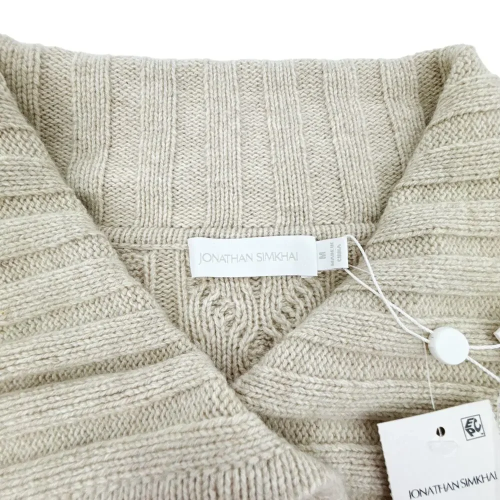 JONATHAN SIMKHAI Davina Patchwork Cardigan Jacket in Bone Multi M - Picture 7 of 12
